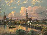 Thomas Kinkade Famous Paintings - Sunset Over Riga Latvia